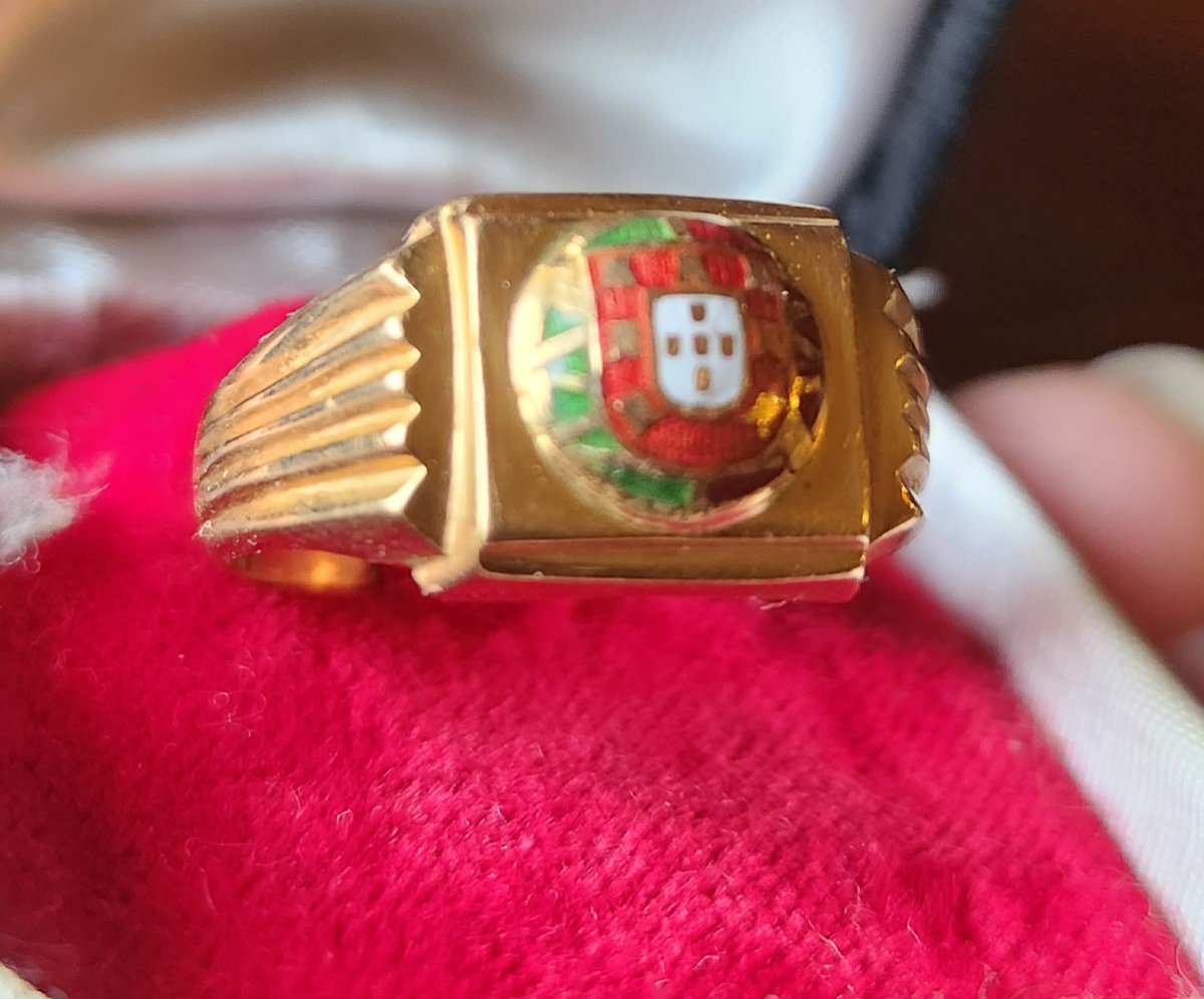 Bague d homme Chevalière Or Et Blason émaillé -photo-3