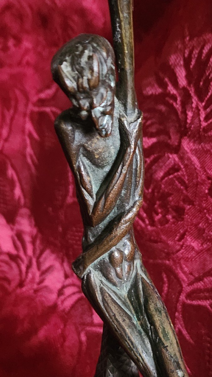 19th Century Gothic Devil Bronze Candle Holder-photo-3