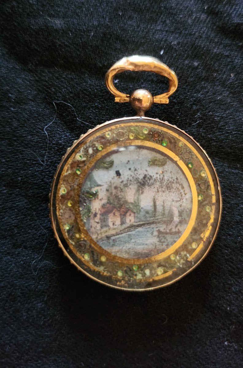 Double-sided Gold Medallion And Miniature 18th Century -photo-2