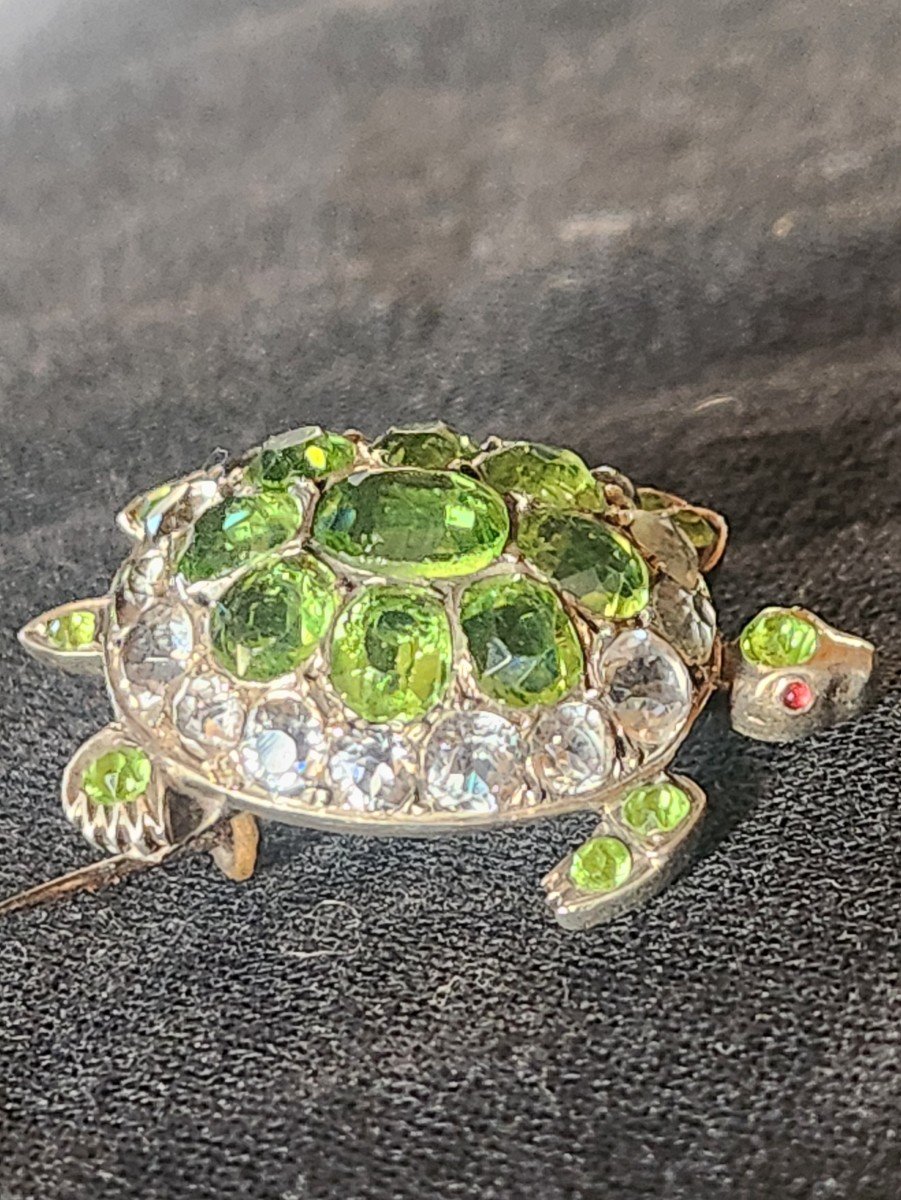 Broche Tortue Argent Et Pierres Vers 1900-photo-3