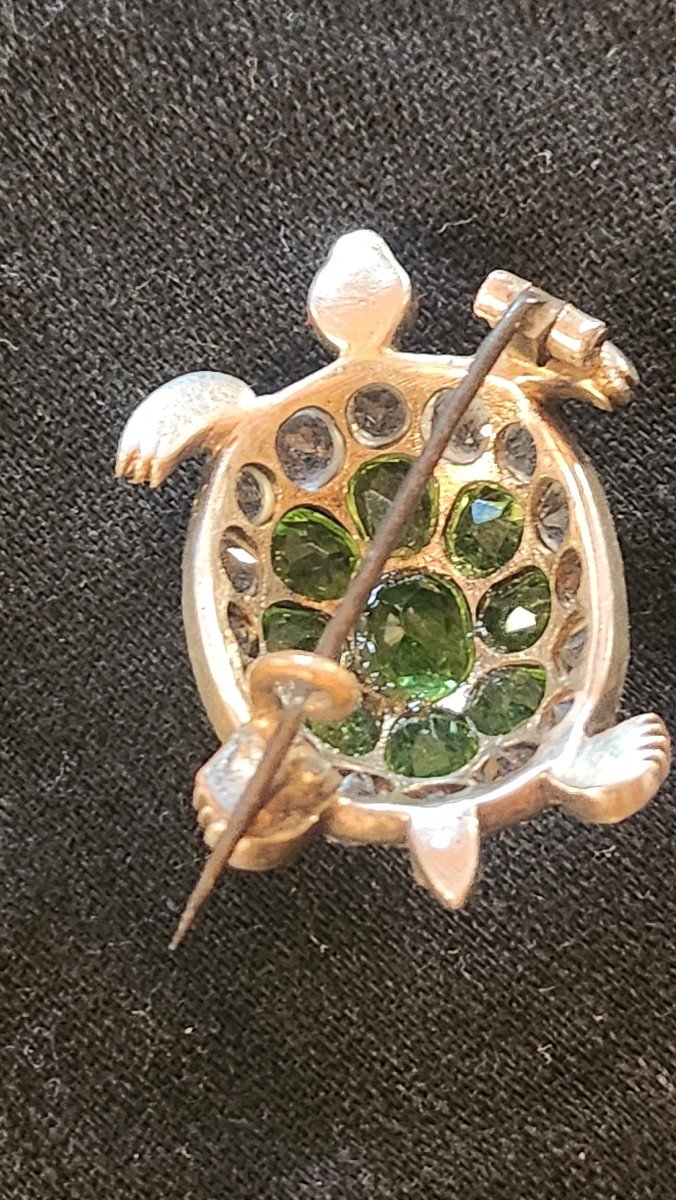 Broche Tortue Argent Et Pierres Vers 1900-photo-4