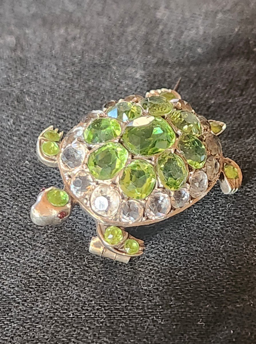 Broche Tortue Argent Et Pierres Vers 1900