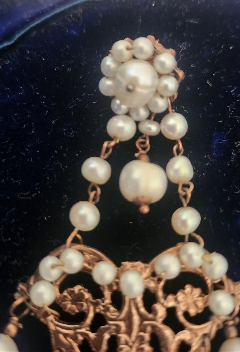 Pair Of Baroque Vermeil And Freshwater Pearl Earrings-photo-1