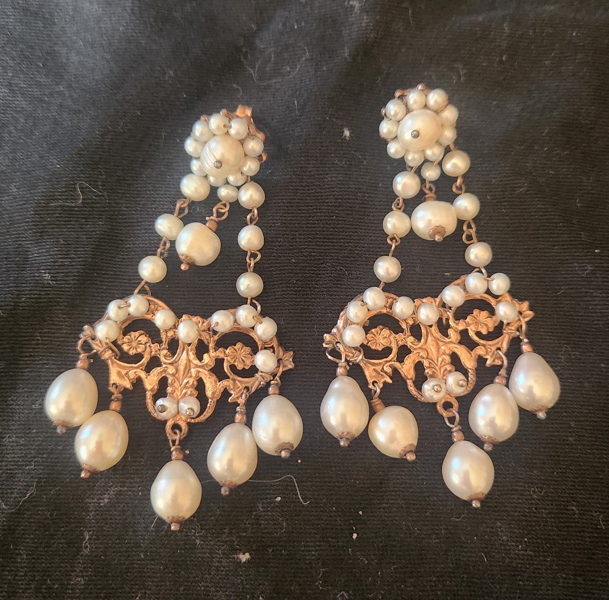 Paire De Boucle D Oreille Baroque En Vermeil Et Perles D Eau Douce