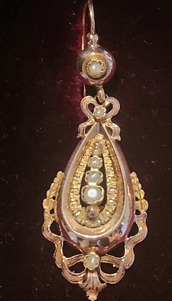 Napoleon III Gold And Pearl Earrings -photo-2