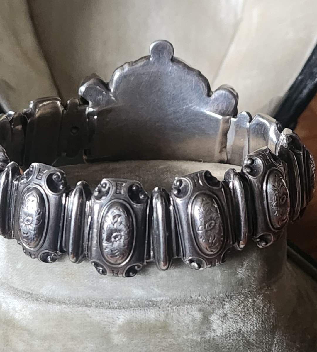 19th Century Cherub Silver Bracelet -photo-3