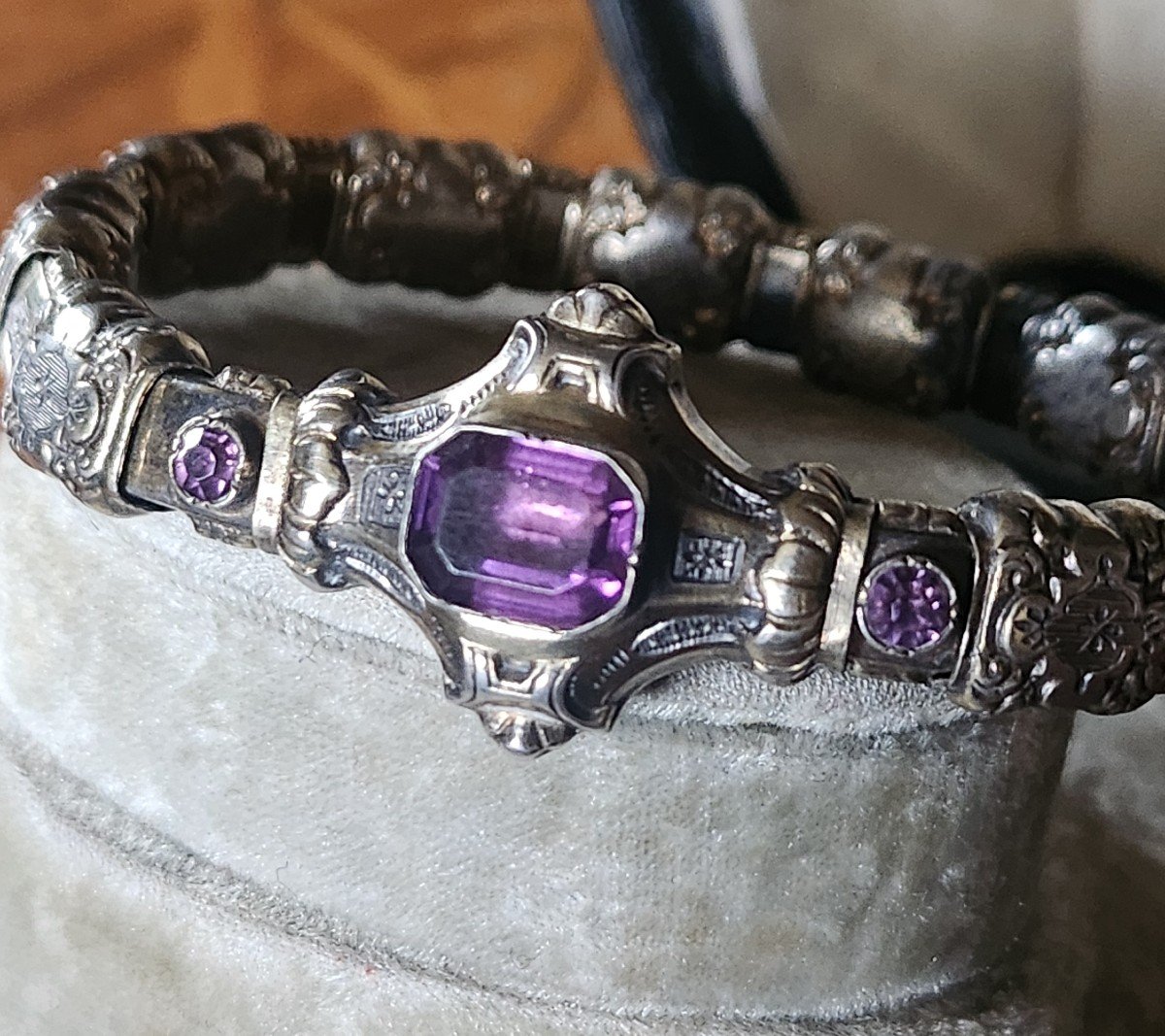 19th Century Silver And Stone Bracelet -photo-1