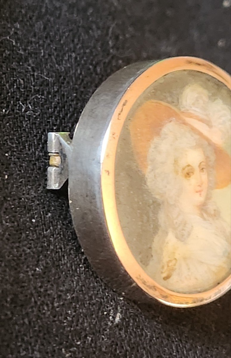 Miniature Portrait Brooch Late 18th Century-photo-4