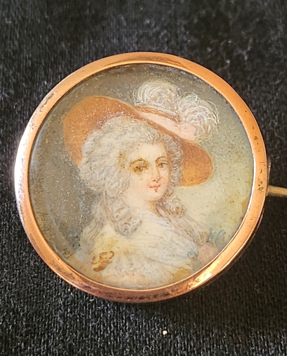 Broche Portrait Miniature Fin 18 Eme Siecle