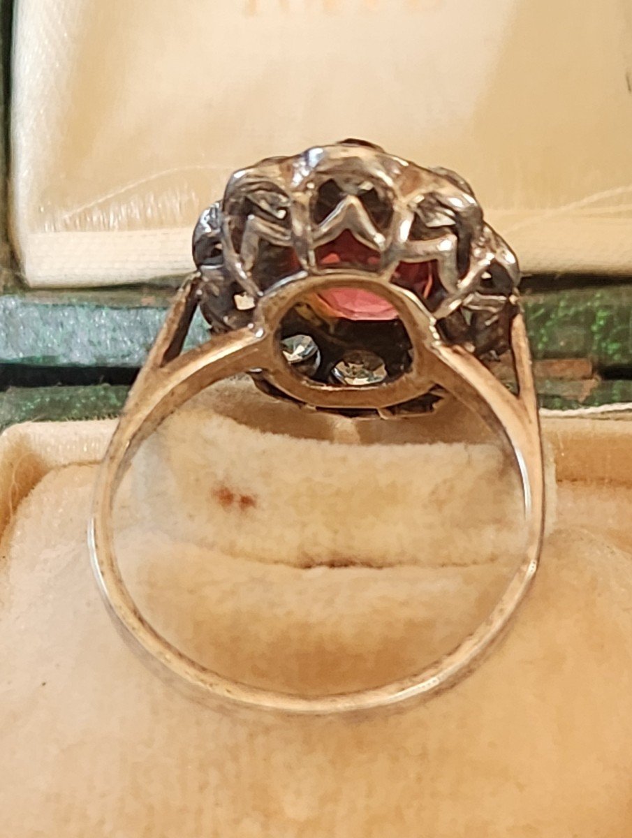 Bague Pompadour En Argent Et Pierres Du Rhin 19 ème -photo-4