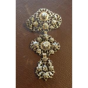 Flemish Cross In Silver Gold And Diamonds 19th Century