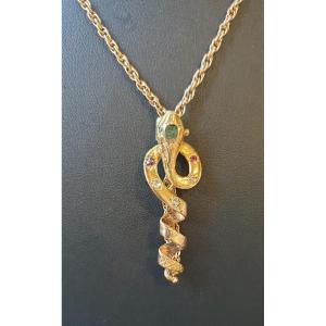 Collier Serpent En Or Et Pierre Art Nouveau 