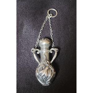 Art Nouveau Silver Perfume Bottle Pendant