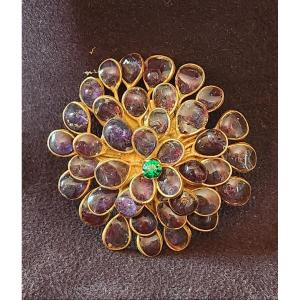 Plique A Jour Flower Brooch Gripoix