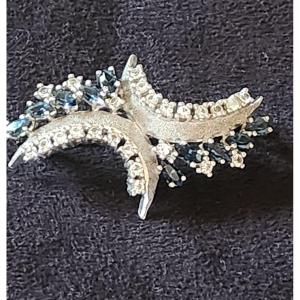 Broche En Argent Et Pierres  Art Deco