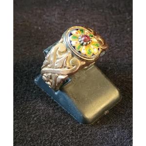 19th Century Gold Plate And Enamel Ring 