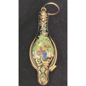 Enameled Gold Lorgnette Early 19th Century 