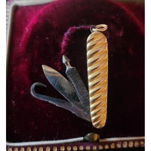 Miniature Gold Pocket Knife Pendant