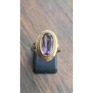 Bague marquise en or et améthyste 19 ème 