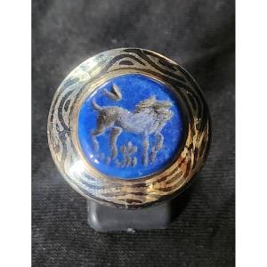 Silver And Lapis Lazuli Intaglio Ring