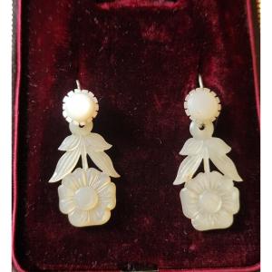 19th Century Carved Mother-of-pearl Earrings 