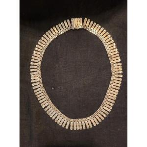 Art Deco Silver Drapery Necklace