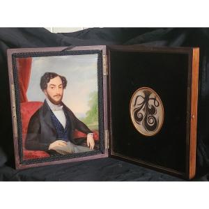 Coffret Miniature Et Cheveux Vers 1830