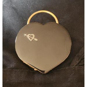 Heart Powder Compact In Lacquer Circa 1930