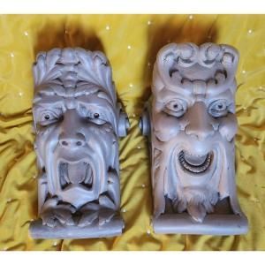 Pair Of Wooden Wall Consoles