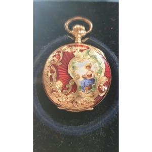 Montre Pendentif En Or émaillé 19 ème Siècle 