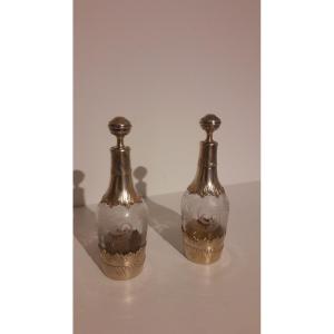 19th Century Crystal And Silver Bottles