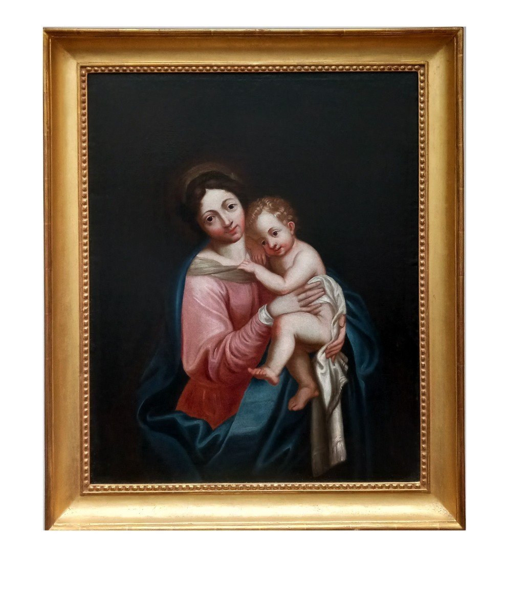 Painting Of The Virgin And Child, 18th Century-photo-2