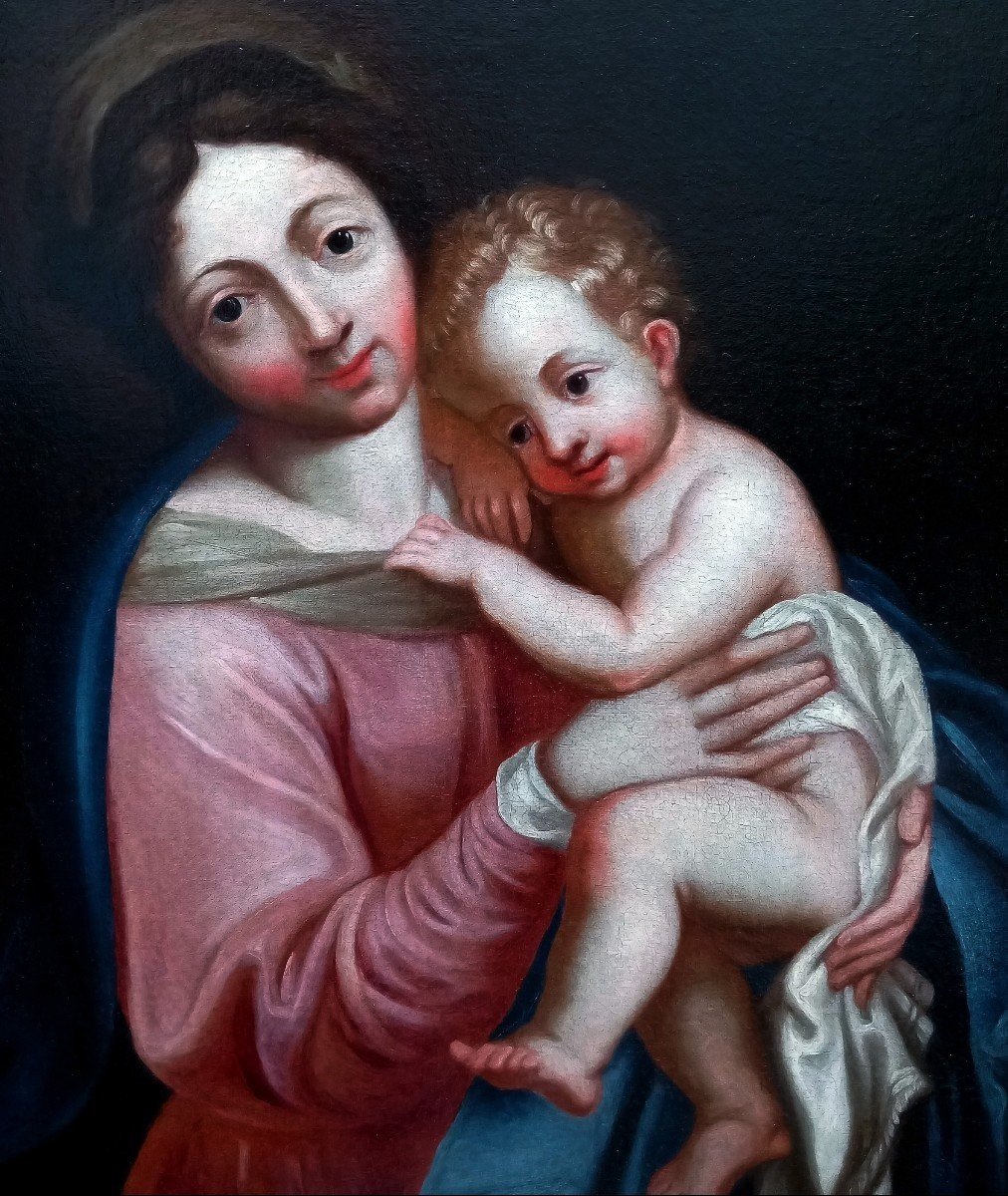 Painting Of The Virgin And Child, 18th Century-photo-3