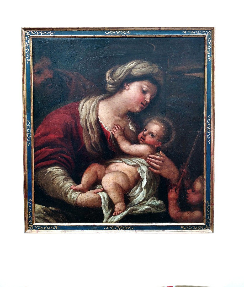 Vierge à l'Enfant Jésus Et Jean Baptiste école Italienne 17 Eme Siècle Tableau-photo-4