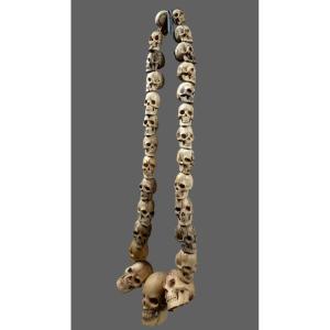 Mala Tibetan Buddhist Skull Wood Necklace Rosary Rosary