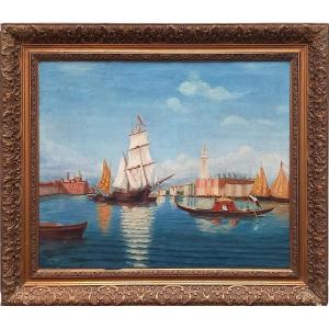 Venice The Marvelous, Oil On Canvas End Of The 19th Century Signed Valrely