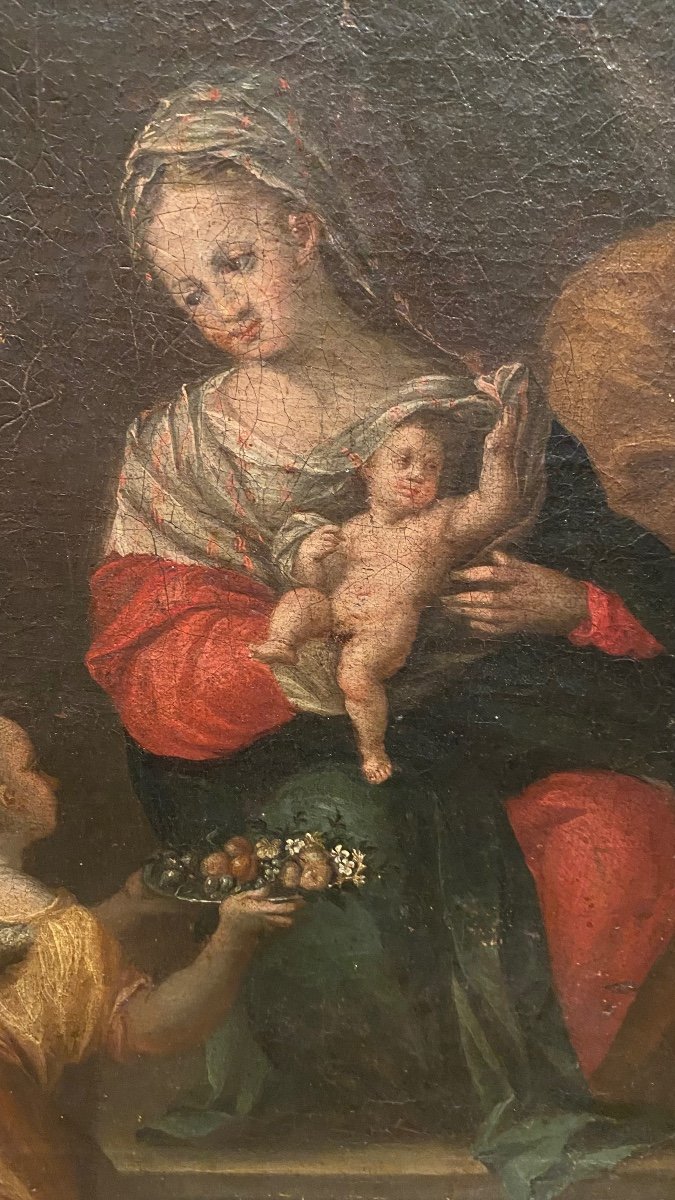 Hans Von Aachen (colonia 1552 - Praga 1625) Cerchia Di  Sainte Famille Et Ange-photo-3