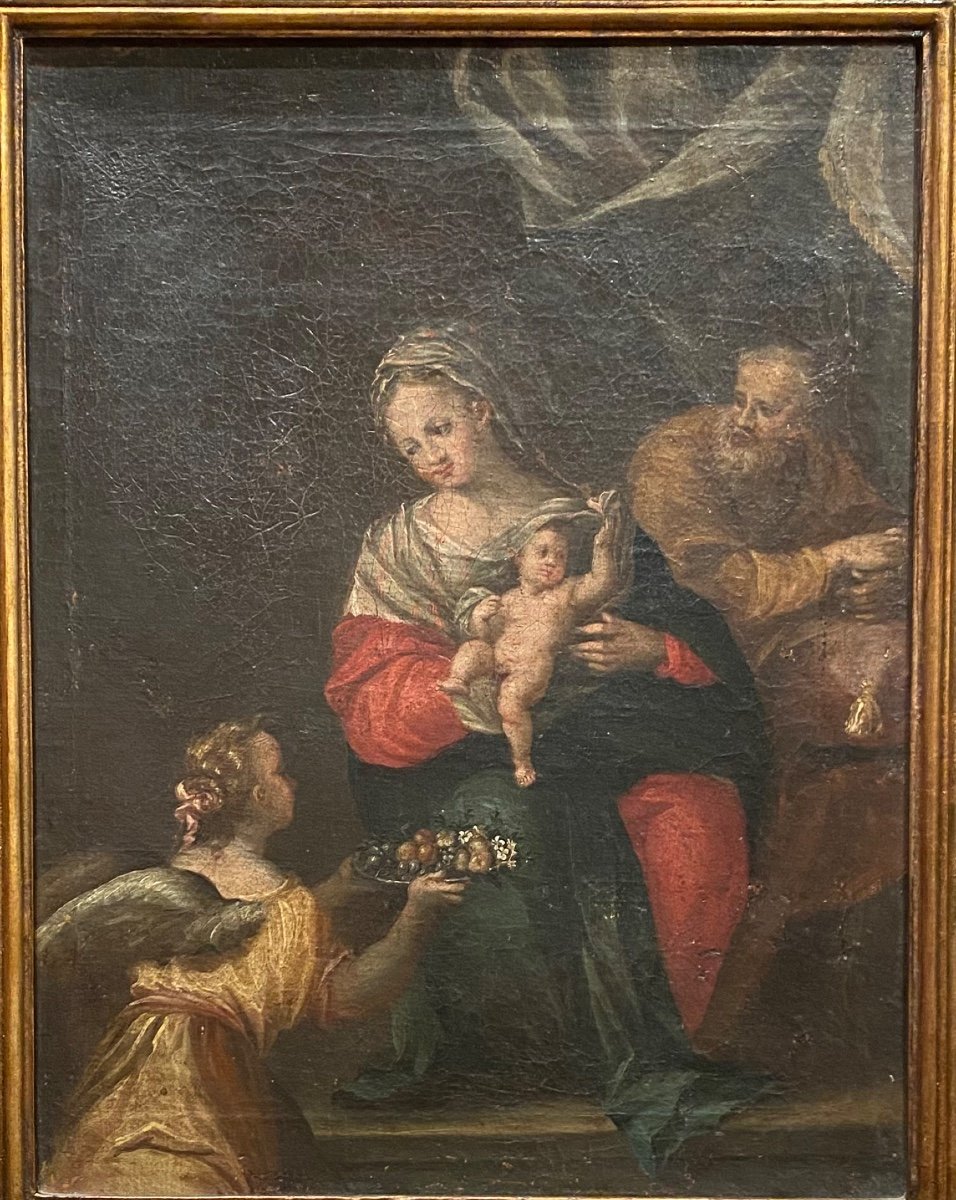 Hans Von Aachen (colonia 1552 - Praga 1625) Cerchia Di  Sainte Famille Et Ange