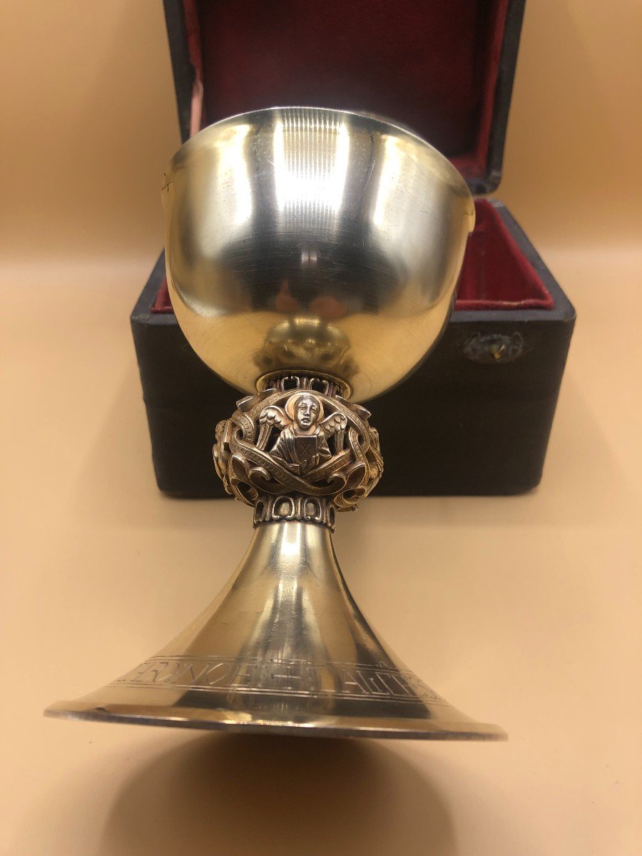 Italian Liturgical Chalice In Art Nouveau Style (1900 -1920) In Solid Silver -photo-1