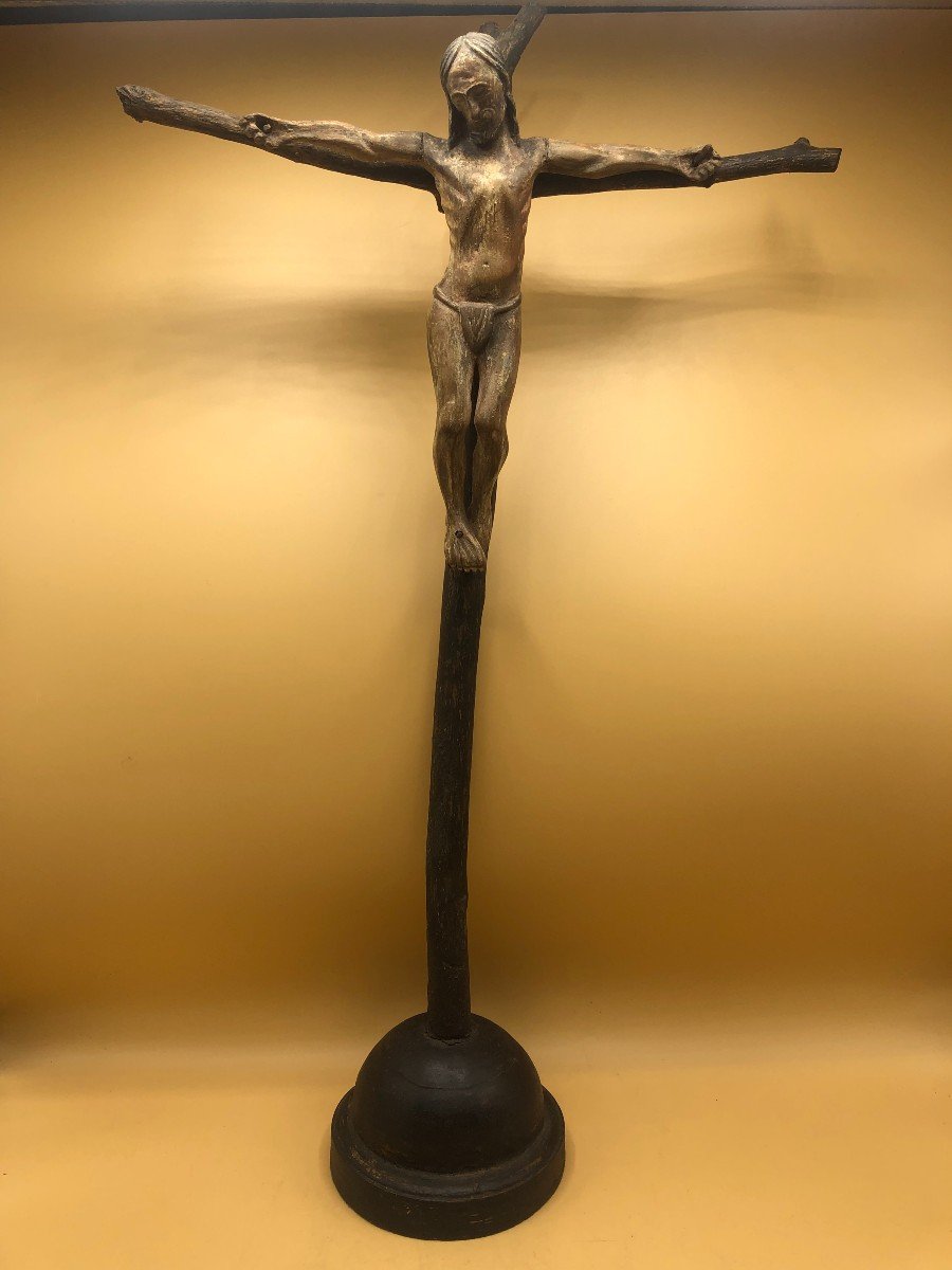 Crucifix En Bois Sculpté Du 16ème Siècle Probablement De La Région Anglaise