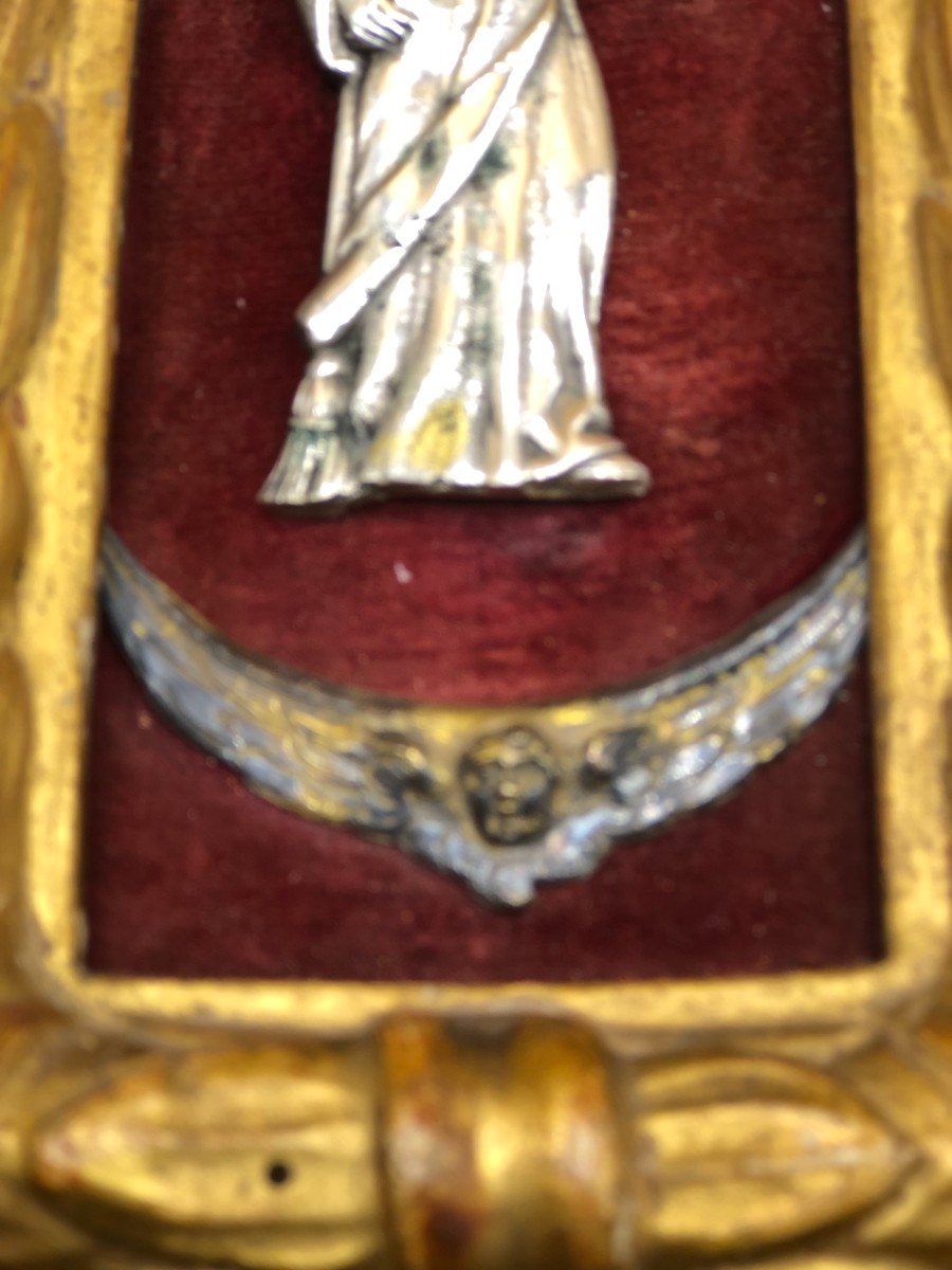 Frame Carved In Wood And Gilt With Pure Gold With The Embossed Silver Figure Of San Martino -photo-3