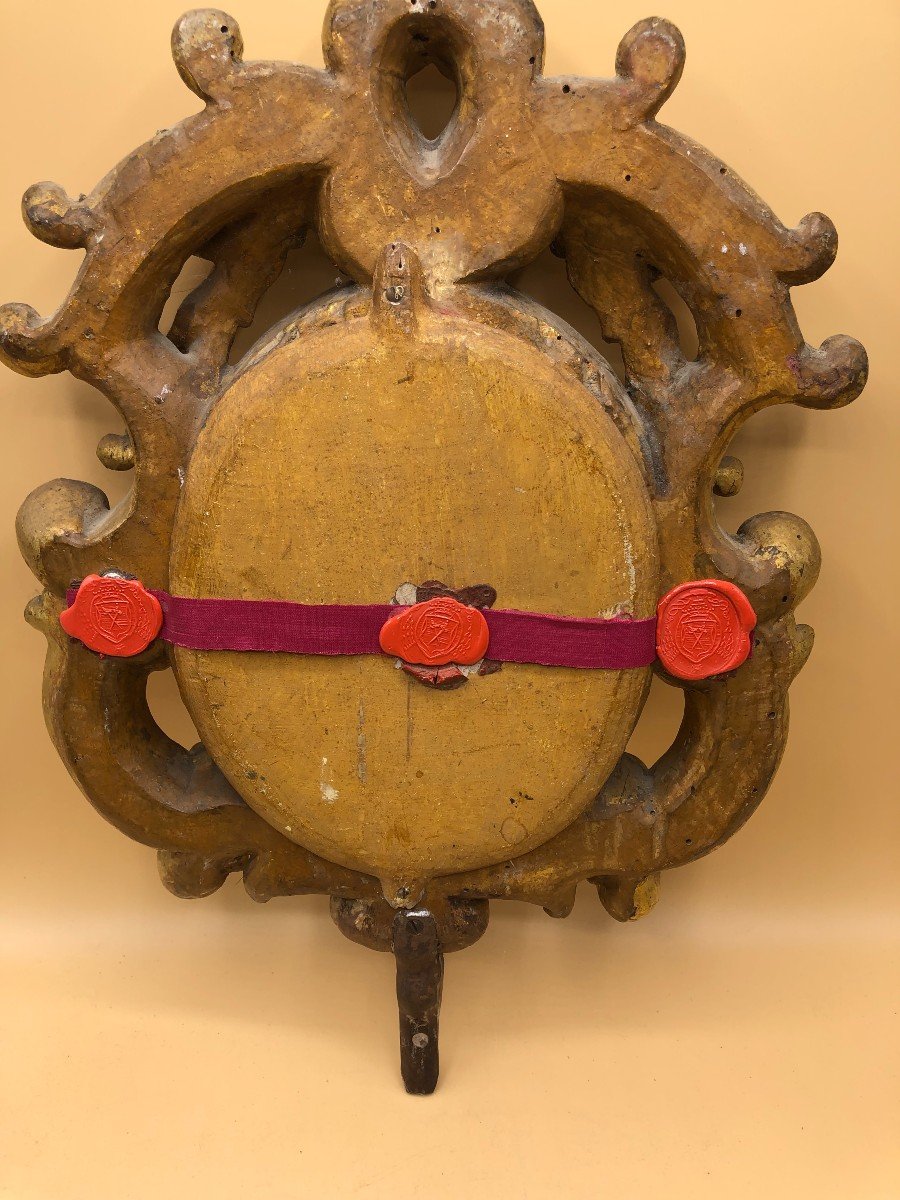 Large Reliquary In Carved And Gilded Wood Containing An Important Relic Of St. George The Mar.-photo-4