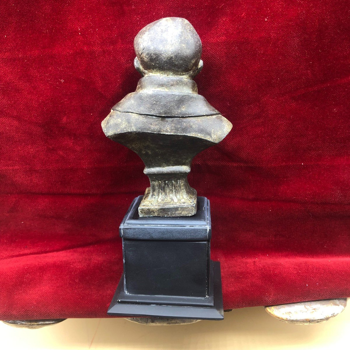 Bronze Reliquary Bust On Slate Base Of St. Vincent De Paul-photo-4