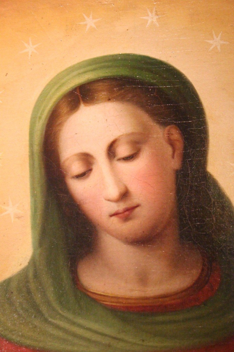 Anonymous 18th Century | "madonna Of The Little Roses" Oil On Canvas -photo-3