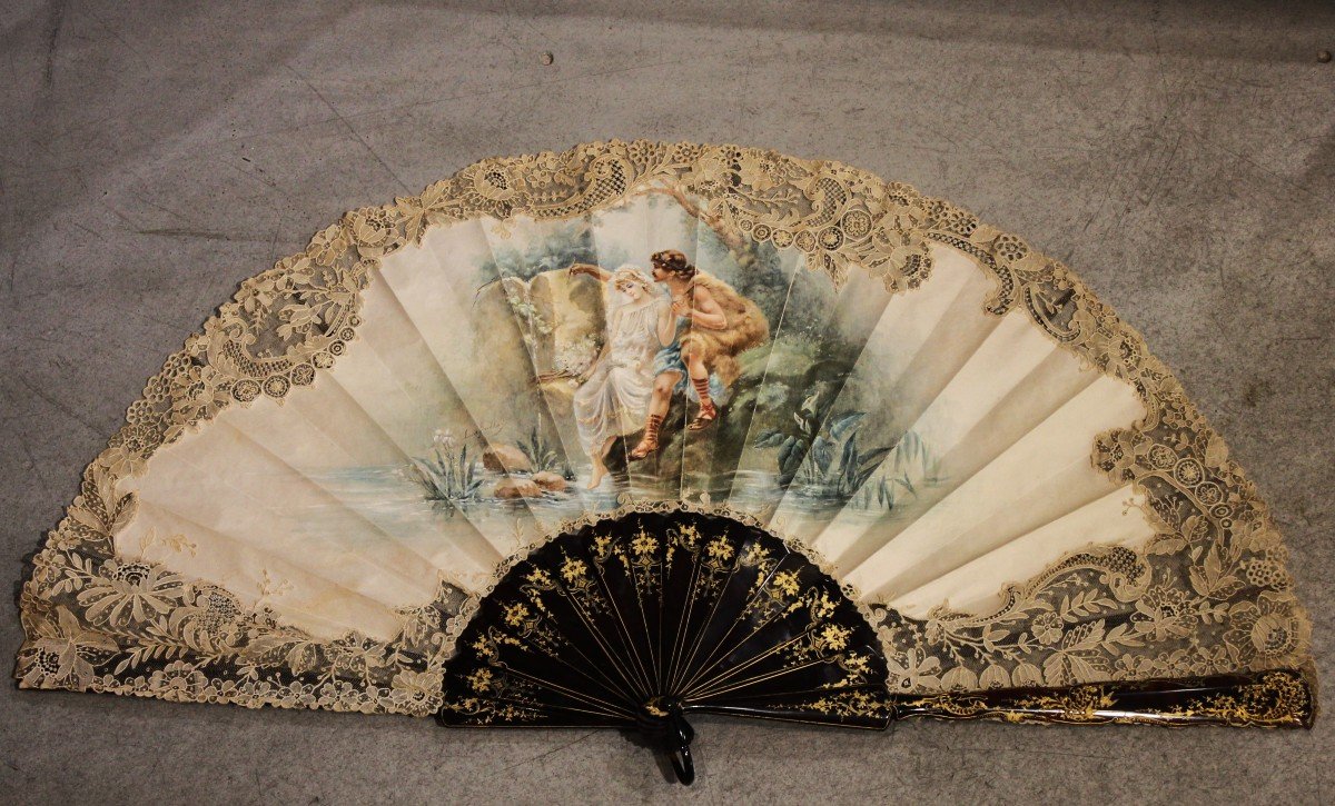 Fine Decorated And Painted Fan.-photo-6