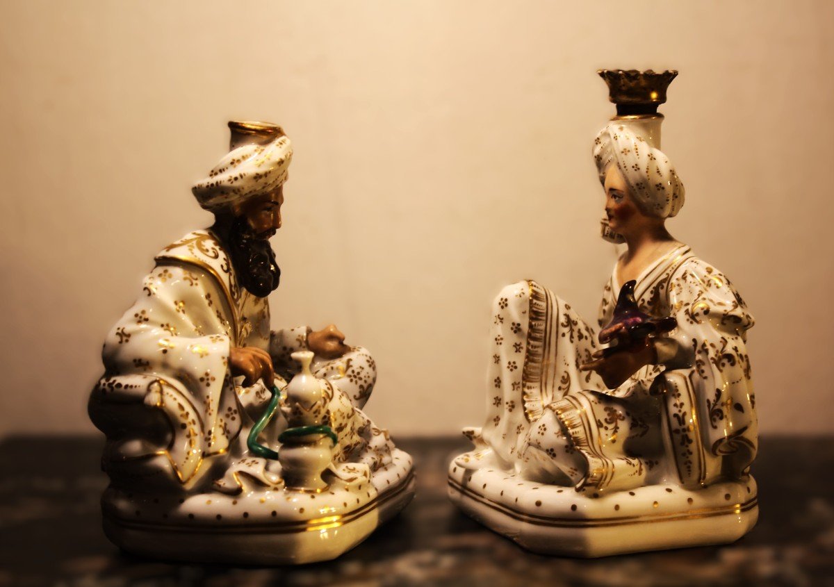  Jacob Petit - Vieux Paris 19ème Siècle Paire De Figurines En Porcelaine "sultan Et Sultane" -photo-3