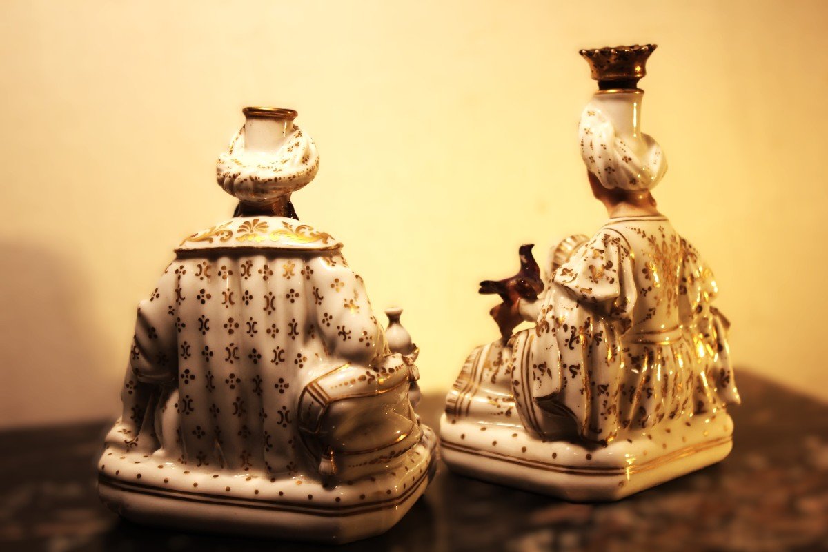  Jacob Petit - Vieux Paris 19th Century Pair Of Porcelain Figures "sultan And Sultana" -photo-4