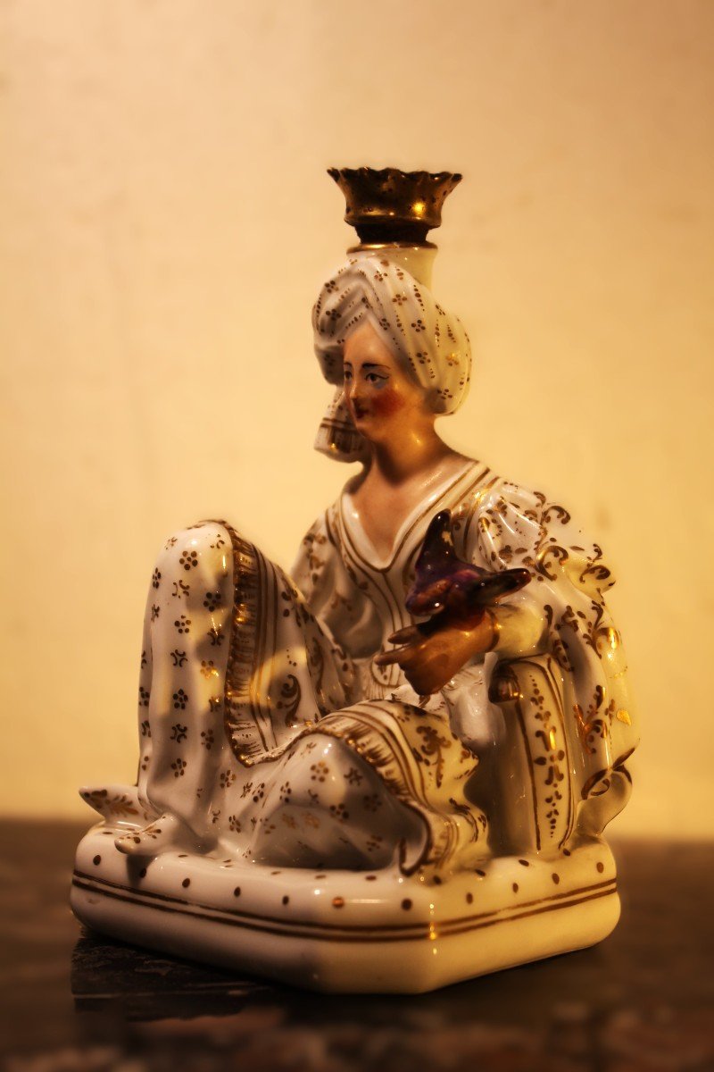  Jacob Petit - Vieux Paris 19th Century Pair Of Porcelain Figures "sultan And Sultana" -photo-2