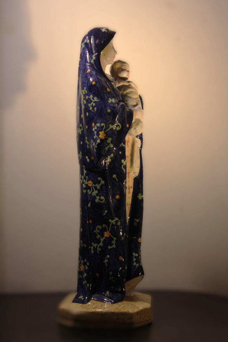Minghetti Manufactory | Madonna And Child Decorated Majolica-photo-3