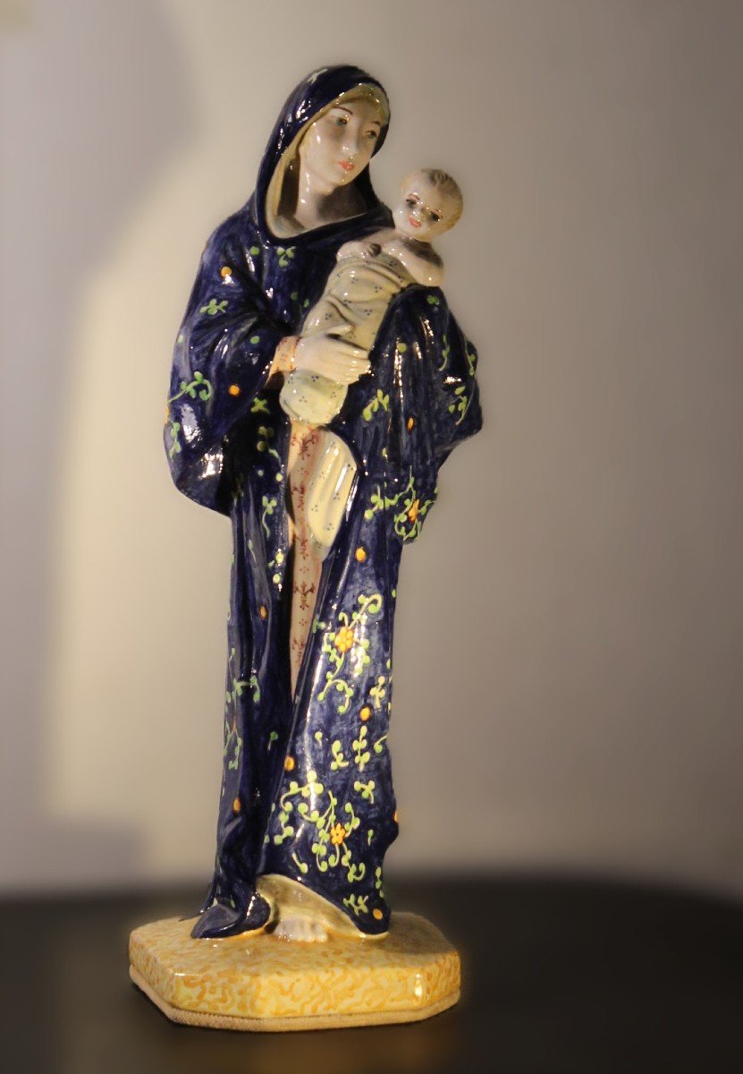 Minghetti Manufactory | Madonna And Child Decorated Majolica-photo-1